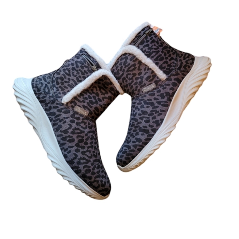 Cheeks Fit Body Grey Cheetah Fashion Boots By Tony Little Size 9